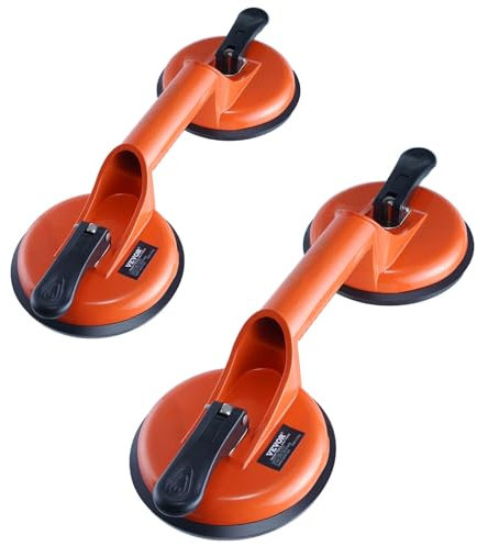 2 Pack Glass Suction Cups Heavy Duty Aluminum Vacuum Plate Handle Glass Suckers to Lift Large Glass Floor Gap Fixer Tile Suction Cup Lifter Extractor for Lifting Dent Puller-100kg Lifting Capacity-R