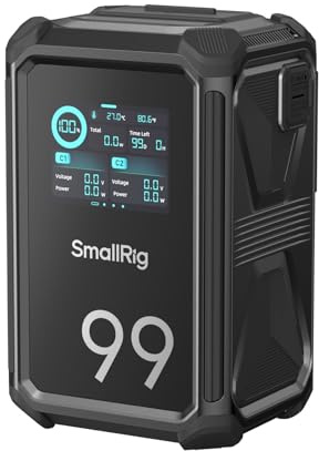 SMALLRIG Batterie V Mount X99, 99 Wh/6 800 mAh, 100 W Puissance, Charge Complète en 2 h, Double D-TAP, USB-C, ports CC, Contrôle par APP, Ecran Tactile 2, pour Caméscope, Moniteur, Lampe Vidéo - 4984