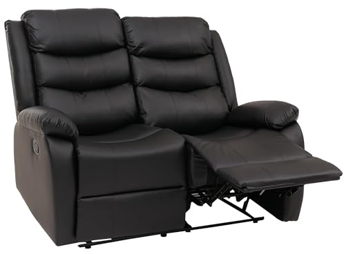 Mendler HWC-O62 - Sillón de cine (2 unidades, con reposabrazos, función reclinable, piel sintética), color negro