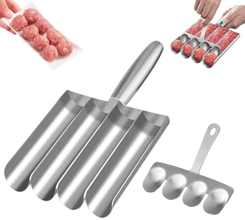 Polpette Maker Macchina, Quattro Tubi Former per Polpette In Acciaio Inox con Spatole da Taglio, DIY Multifunzione Polpettista Fare Strumenti, Attrezzi da Cucina, per Cucina