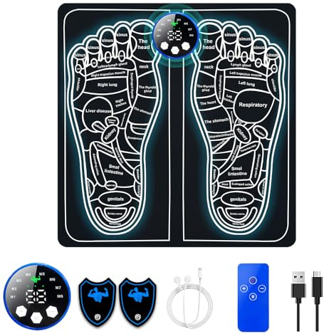ZQQO EMS Foot Massager - Electric Foot Massagers for Pain and Circulation with 8 Modes & 29 Intensities, Feet Massager Machine for Plantar Fasciitis with 2 Pulse Patch as Gifts for Men & Women