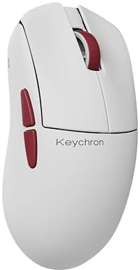 Keychron G4 8K Wireless Mouse Ultra Lightweight, 30K DPI PixArt 3950 Optical Sensor, 2.4G/Bluetooth Up to 130 Hours Battery Life, Ergonomic Design with Customizable Buttons for PC/Mac/Windows - White