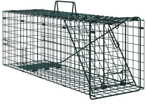 Mangloder grön djurfälla 61 x 20 x 21,5 cm av stål, väderbeständig, robust för inomhus- och utomhusbruk, hållbar fälla med säker design, perfekt för skadedjursbekämpning i trädgården