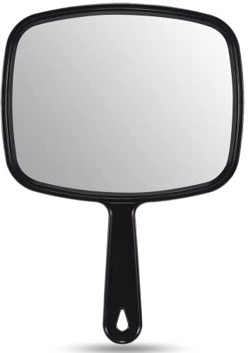 OMIRO Hand Mirror, All Black Handheld Mirror with Handle, Rectangle, 16.8 x 23.6 cm