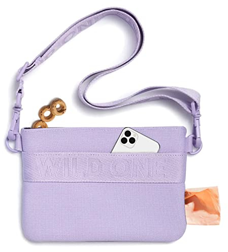 Wild One Treat Pouch, Fanny Pack or Cross-Body Bag, Made from Recycled Knit, Poop Bag Dispenser (Lilac)