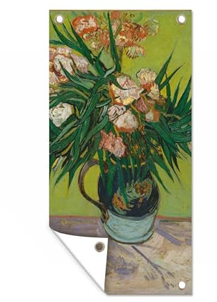 MuchoWow Poster exterieur Les lauriers-roses - Vincent van Gogh Decoration murale 80x160 cm Résistant aux intempéries/soleil