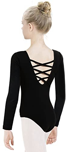 tanzdunsje Fille Justaucorps de Gymnastique Justaucorps de Ballet-manche longue Justaucorps de Danse pour Filles Femmes Taille 100-170