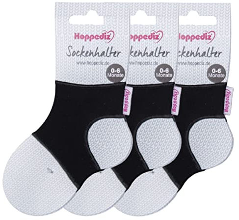 Hoppediz Sockenhalter 3-er Set, Negro, Talla única (Pack de 3) Unisex bebé