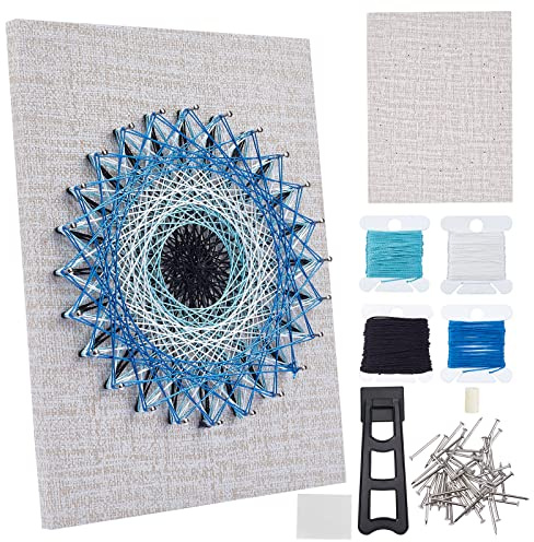 WEBEEDY Kit de bricolaje de arte de cuerdas 3D con ojo maligno para adultos, el kit de suministros de arte de cuerdas incluye todos los accesorios, marco e instrucciones, decoración creativa para