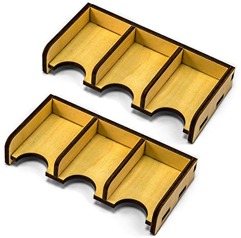 Waldfelsen 2 Spielkartenhalter aus Holz mit 3 Fächern für Karten in Größe 44 x 68 mm geeignet für Die Siedler (passend für Rohstoffkarten und Handelswaren)