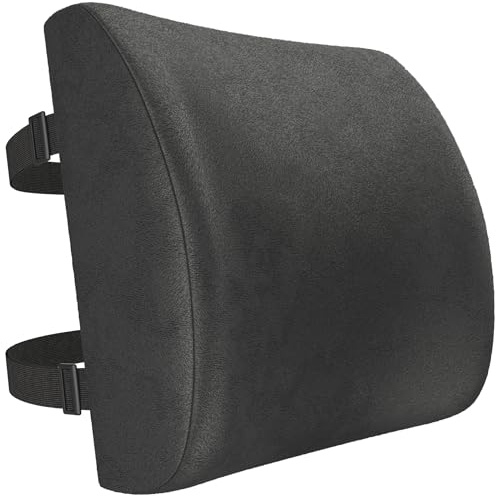 FORTEM Lumbar Support Cushion, Back Support for Office Chair and Car Seat, Back Rest for Gaming, Memory Foam Pillow, Desk Chair Cushion, Breathable & Washable Cover, Adjustable Straps