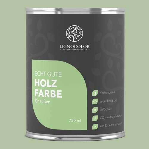 Lignocolor Holzfarbe Außen matt | wetterfeste Farbe für den Außenbereich (Aloe matt, 750ml) | hochdeckend & hochbeständig