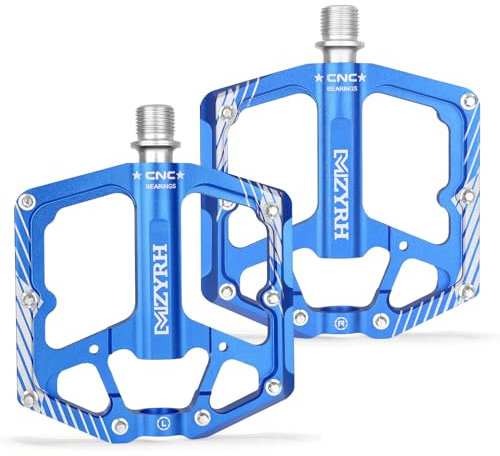 MZYRH Rennrad/Mountainbike Pedale, 9/16 Aluminiumlegierung Fahrradpedale,3 Lager MTB Pedale für Road Mountain BMX MTB Fahrrad (Blau)