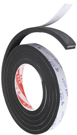 PATIKIL Nastro in schiuma sigillante da 2m/6.6ft, larghezza 2.5cm spessore 8mm, nastro sigillante monofacciale per guarnizione porta finestra per isolamento, nero
