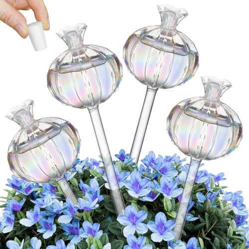 Lostwry Lampadine Autoirriganti, 4 Pezzi Sfere di Irrigazione Cactus, Sfere di Vetro Colorate per Piante, Lampadine Autoirriganti, Dispositivi di Irrigazione per Piante da Interno, Giardino e Balcone