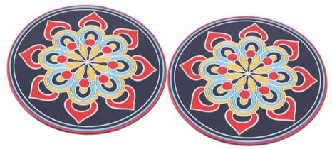 YARNOW 2stücke Runde Klangschalen-unterlage Mit Rutschfester Basis Meditationskissen Mit Mandala-print Elegante Küchentisch-untersetzer Für Yoga Und Klangschalen