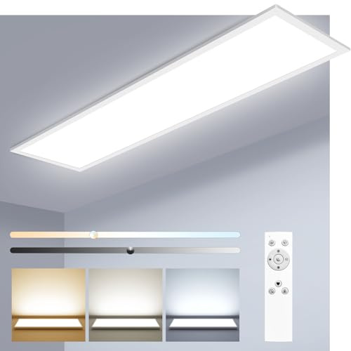 zemty LED Flat Panel Light with Remote 31.4x9.8 Inch, 36W 3800LM 3000K-6000K Adjustable Color Temperature, Dimmable Flush Mount Ceiling Light Fixture for Kitchen Bedroom Garage