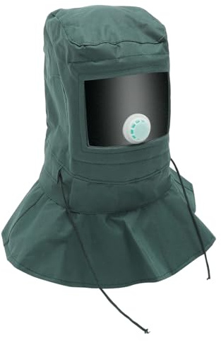 Homoyoyo Sandblasting Protective Hood Mask with Breathing Valves and Impact Buffer Pad Lightweight Oxford Cloth Cover for Industrial Dust and Sandblaster Use Sound Reception for Comfortable Green