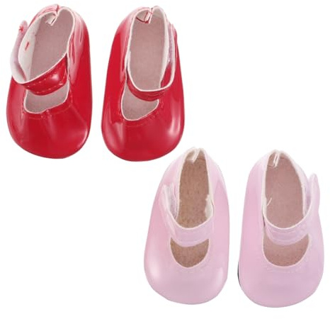 BCOATH Zapatos 2 Pares Diseño Elegante para Muñecas de PU de 18 Pulgadas y Hebilla Única para Vestir y Jugar Muñecas en Pretend Play