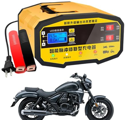 Cargador de Batería para Automóvil - Cargador de Mantenimiento para Batería de Automóvil 12V y 24V | Mantenedor y Reparador de Pulso Digital,para Automóviles, Camiones, SUVs, Sedanes, Motocicletas y