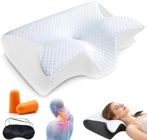 Générique Oreiller Apnée du Sommeil,Oreiller Ergonomique,Coussin Ergonomique Cervical Mémoire De Forme pour Dormeurs De Côté, De Dos Et sur Le Ventre (Blanc)