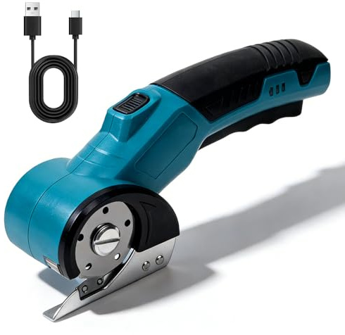 Taglierina Elettrica per Cartone, 280 Giri/Min 3,6 V Forbici Elettriche con Blocco di Sicurezza e Luce LED Taglierina Rotativa Senza Fili Portatile per Cartone, Tessuti, Pelle, Spessore di Taglio 5mm