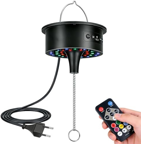 Motor de bola de discoteca con luz LED, motor giratorio de espejo con control remoto, luz de discoteca de 30 perlas LED, velocidad ajustable, accionamiento silencioso para bola de discoteca
