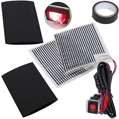 QAZAKY Universal Motorcycle Motorbike ATV Motor Bike Heated Grips Handlebar Heater Hand Warm Grip Inserts Pads Winter Warmer 12V With Switch Light Heat Thermal Cover Resistant Tape