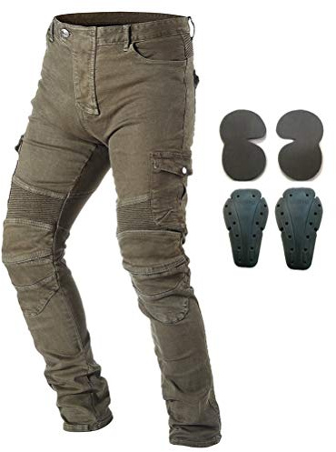 Pantalon de protection en jean pour hommes, pour moto, avec armure, 4 x protections dont genouillères et protège-hanches