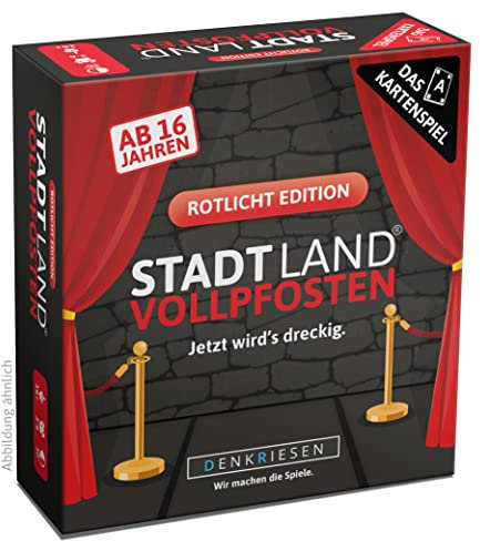 DENKRIESEN - Stadt Land Vollpfosten® – Das Kartenspiel - Rotlicht Edition - 'Jetzt wird's dreckig.' | Geschenk | Reisespiel | 200 Kategorien | ab 16 Jahren | 3-6 Spieler | Party | Stadt Land Fluss