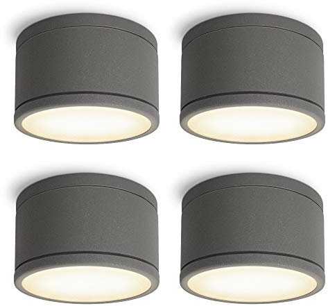 SSC-LUXon 4er Pack CELI-WX Aufbaustrahler 230V für Bad & Außen IP44 inkl. LED GX53 5W warmweiß - Badstrahler anthrazit rund