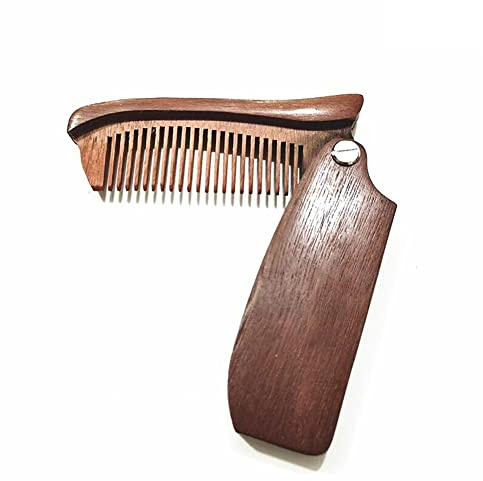 Pettini per capelli da barba pieghevoli in legno di sandalo rosso per uomo Pettini per baffi a denti fini tascabili piccoli portatili pieghevoli in legno pettine