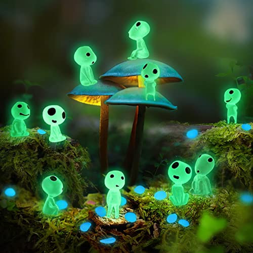 10 Pièces Princesse Mononoke Figurine Donner 15 Pierres Décoratives Kodama Lumineux Elfes Arbres Mini Décoration Jardin pour IntéRieures et ExtéRieures la Maison du Patio