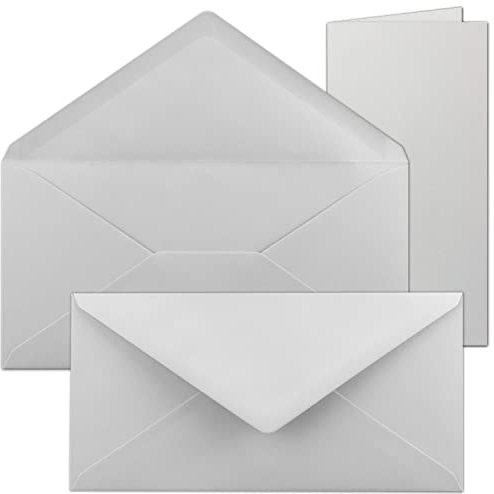 FarbenFroh by GUSTAV NEUSER 25x Faltkarten-Set mit Briefumschlägen in Hellgrau (Grau) DIN Lang - Nassklebung - 21 x 10,5 cm