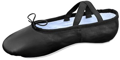 Black Ballet Shoes for Girls Leather Ballet Flats Sole Canvas Pointe Dance Yoga Gymnastics Slippers for Girls Toddlers Women & Adults