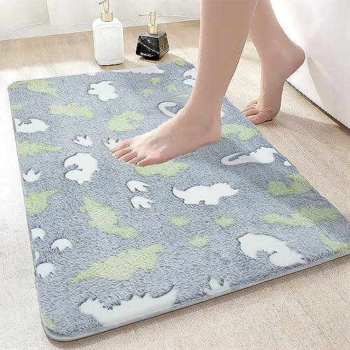 BESCH Alfombra Luminosa para Baño, Habitación 40x60cm Diseño de Dino Base Antideslizante - Alfombra Multiuso Brilla en la Oscuridad