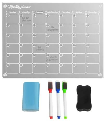 1 Set magnetischer Kalender, trocken abwischbarer Tafelkalender, Heimbedarf, transparenter Acryl-Kühlschrank, magnetisch