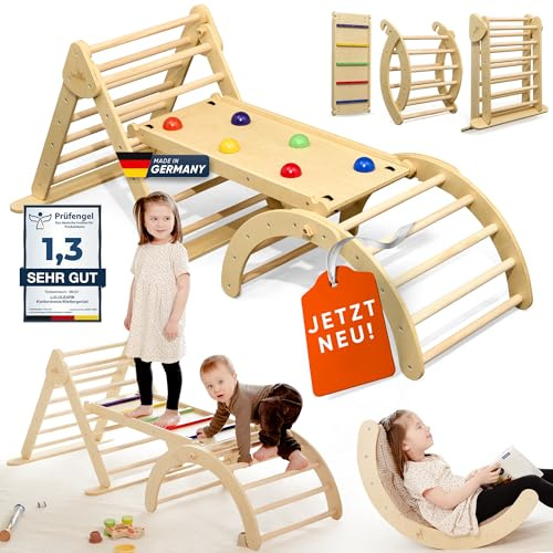 Lululearn® Klättertriangel [Ultra-SYCHER] – perfekt som klätterställning inomhus och utomhus leksak – klätterstege, Montessori-leksak för aktiv lek – upptäck nu! Naturlig