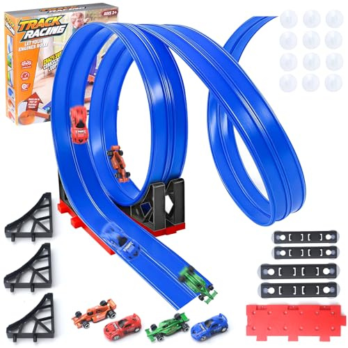 Pista de Coches Flexible y Enrollable 400cm,Pista de Coches para Niños