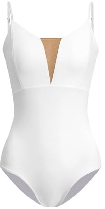 ZYXWVU Body Danza Classica Donna Body Ginnastica Artistica con Spalline, C12-Bianco,XL