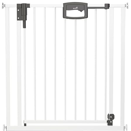 GEUTHER Easylock Türschutzgitter ohne Bohren Weiß | Kinderschutzgitter mit TÜV Zertifizierung | Hundegitter Wohnung & Absperrgitter| Baby Gitter Klemmen |Sichere Klemmmontage | Breite: 88,5-96,5 cm