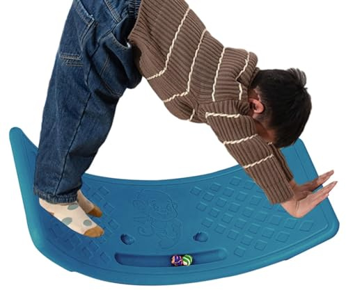 Balance Board Kids, Wobble Board Seesaw for Toddlers, Children's Balance Boards Bounce Board Games Toys, Non Slip Sensory Training Balance Beam Core Strength Yoga Equipment for Boys, Girls (1-B)