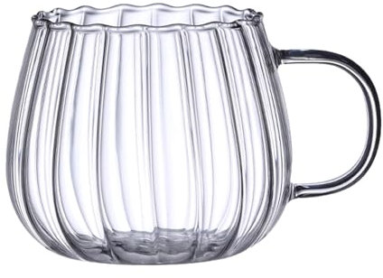 Tasse de en verre - Coupe transparente, poignée ergonomique | Élégante tasse borosilicate pour café au lait mousseux, chocolat lâche, lait végétal ou thé glacé, convient pour FeJets