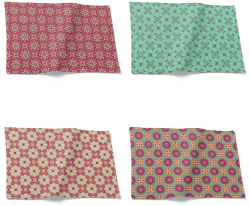 CEVAN Tovaglietta Merenda Scuola Cotone Tovagliette Personalizzate Modello retrò Set di 4, Americana in Bouquet Tavola Impermeabile Ristorante, 21x32cm