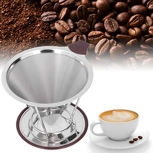 Dioche Återanvändbar Kaffedrippare, Rostfritt Stål Häll över Kaffefilter med Avtagbar Drippstativ, Dubbelskiktkonfilter (1 Till 6 kopp)
