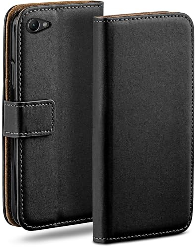 moex für Sony Xperia Z5 Compact Hülle mit Kartenfach, Handyhülle klappbar 360 Grad Schutzhülle, PU Leder Handytasche Sony Xperia Z5 Compact Klapphülle Flip Case, Schwarz