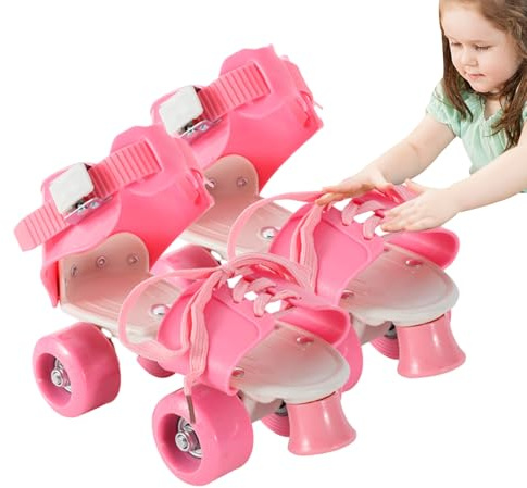Adjustable Roller Shoes - Quad Skate with 4 Wheels, Double Row Footwear, Outdoor Fun for Beginners, Teenagers, Children, Easy to Wear and Adjust, Durable Wheel Recreation, Comfortabl Fit Activity,