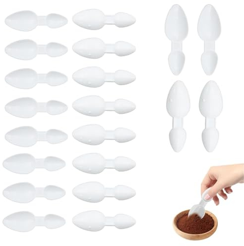 20 Pcs Medicine Spoon, Plastic Spoon with 2.5ml/5ml Double Sided Spoons,Reusable Spoons for Scooping Protein/Milk/Coffee Powder,Sugar,Medicine Cereal/Washing Powder for Cooking Home and Office(White)