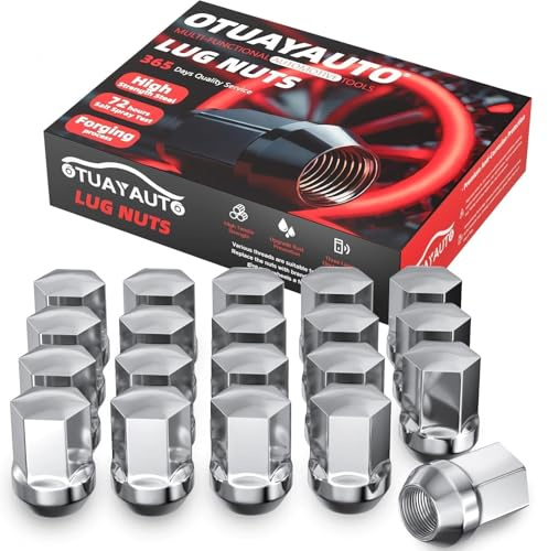OTUAYAUTO 9/16-18 OEM Lug Nuts, 20PCS Chrome OEM Factory Style, 22mm Hex | Replacement for 2005-2011 Dodge Dakota, 2004-2009 Durango, 2002-2010 Ram 1500, 2011 Ram 1500, 2007-2009 Chrysler Aspen