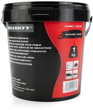 HASKYY Pasta de Montaje Neumáticos 1 kg Negra - Lubricante para Montaje y Desmontaje de Neumáticos - Pasta para Llantas
